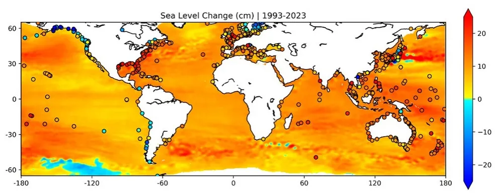 Mapa de elevação global dos oceanos — Foto: Divulgação/ONU
