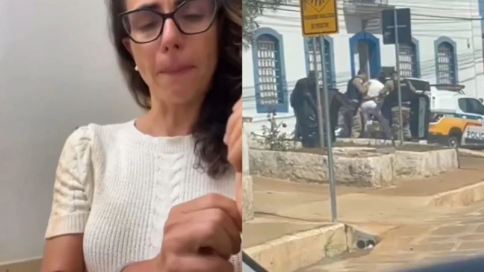 Vereadora Karine Roza é abordada de forma violenta pela PM. Créditos: Reprodução de Vídeo/Instagram