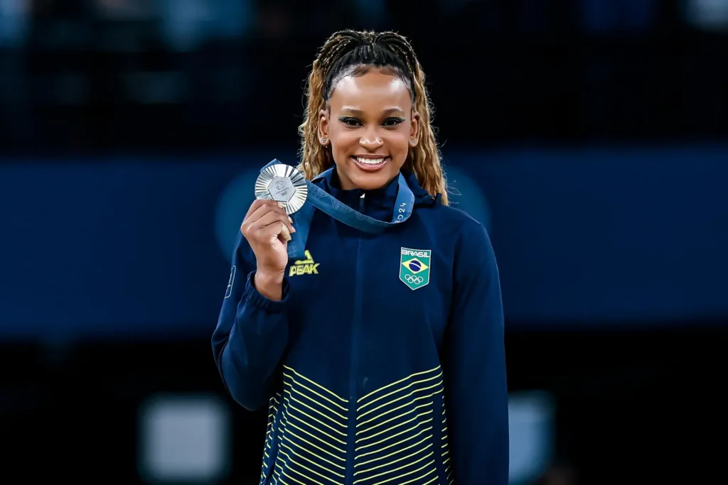 Ginasta Rebeca Andrade conquistou a prata na final do salto nos Jogos Olímpicos Paris 2024. FOTO: Wander Roberto/COB