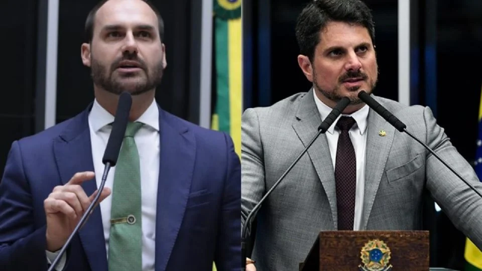 Eduardo Bolsonaro e Marcos do Val. Créditos: Vinicius Loures/Câmara dos Deputados e Jefferson Rudy/Agência Senado