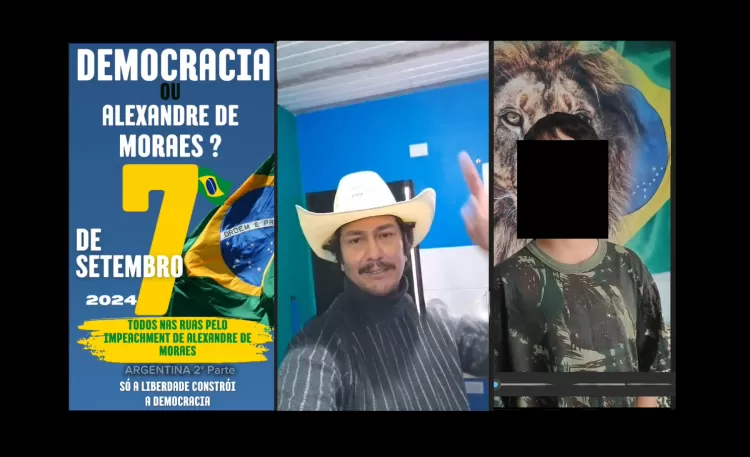 Em vídeo, foragidos do 8/1 na Argentina dizem apoiar protestos contra Alexandre de Moraes no 7 de Setembro; à dir., menino se diz filho de “exilado político” Imagem: Reprodução/UOL