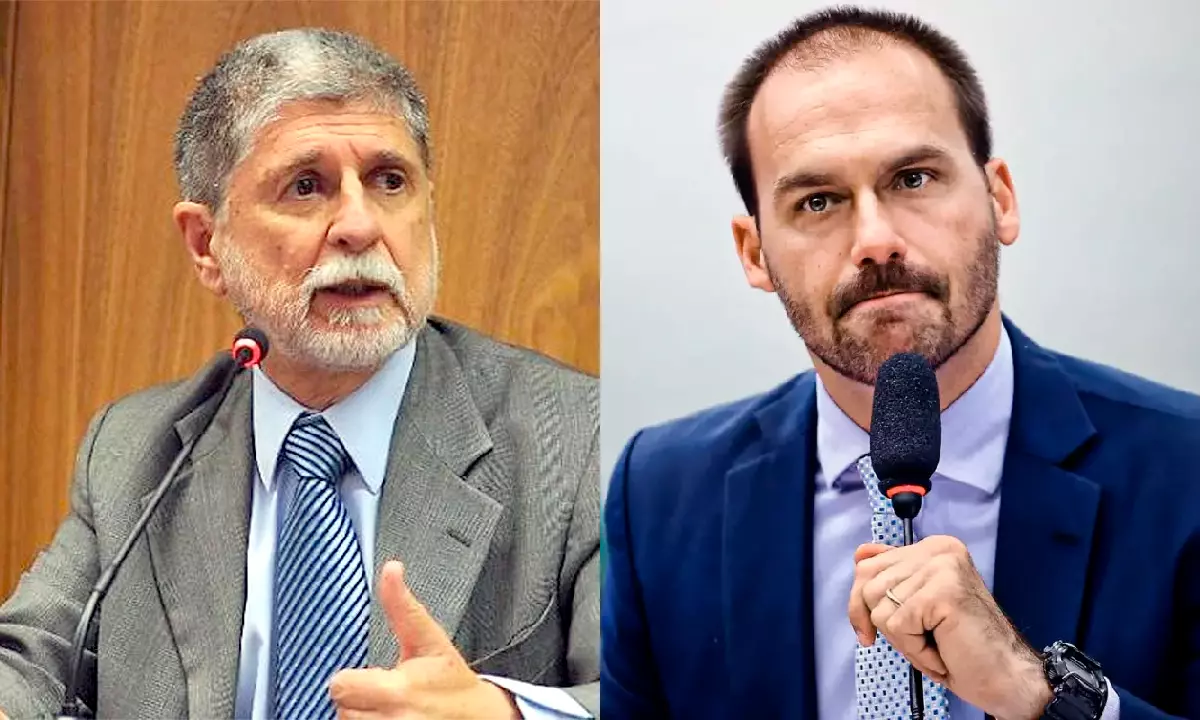 Celso Amorim e o deputado Eduardo Bolsonaro. Foto: reprodução