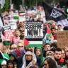 Manifestantes participam da Marcha Nacional por Gaza em Londres, Inglaterra, em 7 de setembro de 2024 [Foto de Leon Neal/Getty Images]