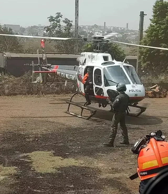 Vítima foi socorrida pelo helicóptero Águia