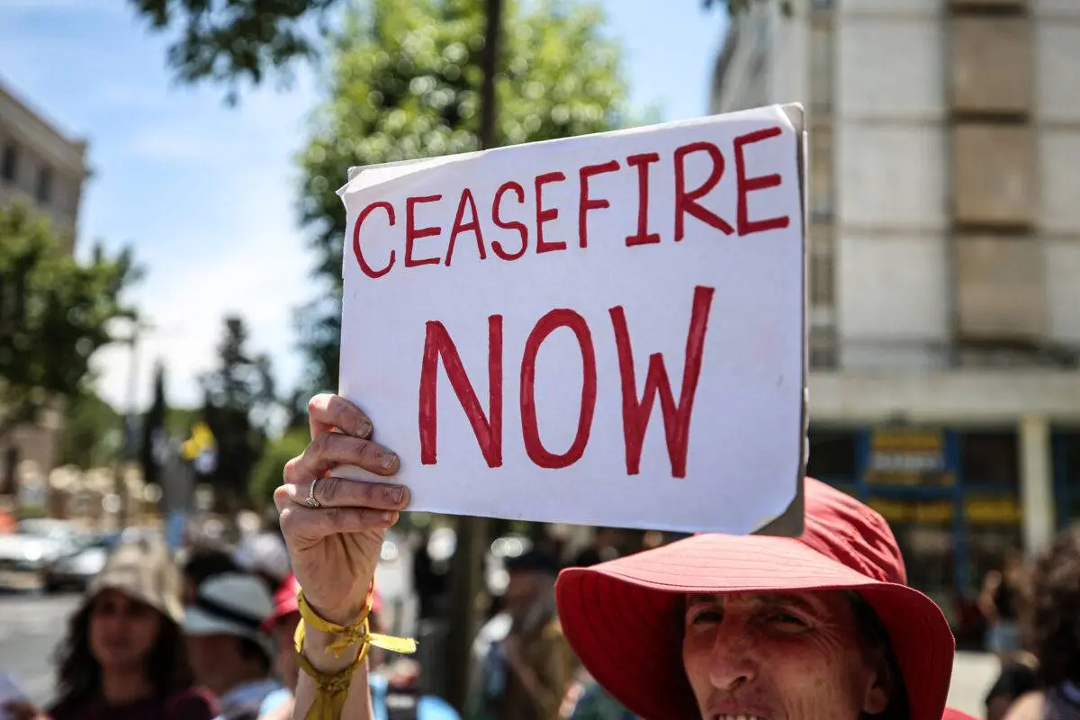 Protesto por cessar-fogo em Gaza, em Jerusalém ocupada, em 31 de maio de 2024 [Saeed Qaq/Anadolu via Getty Images]