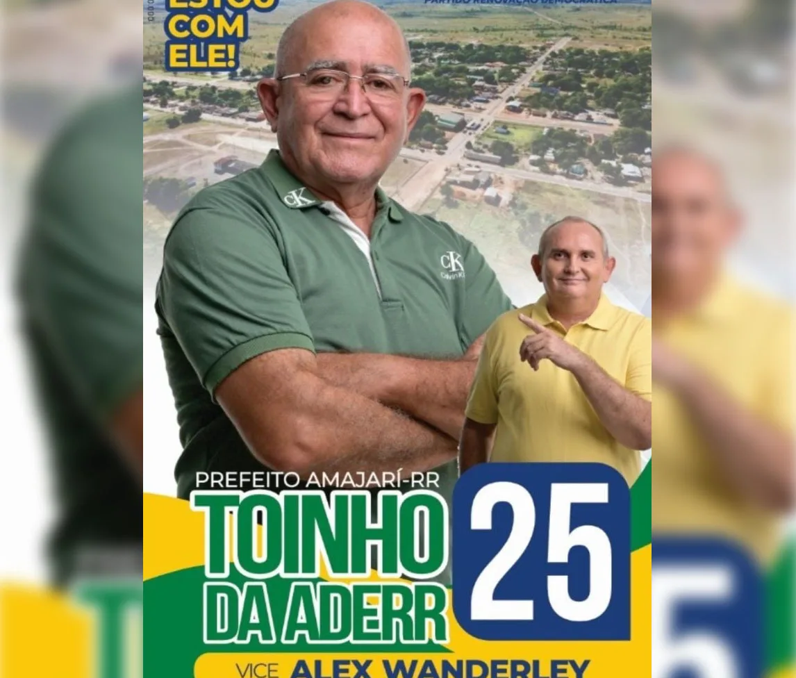 Toinho Aderr e o Vice, Alex Wanderley, em material de campanha