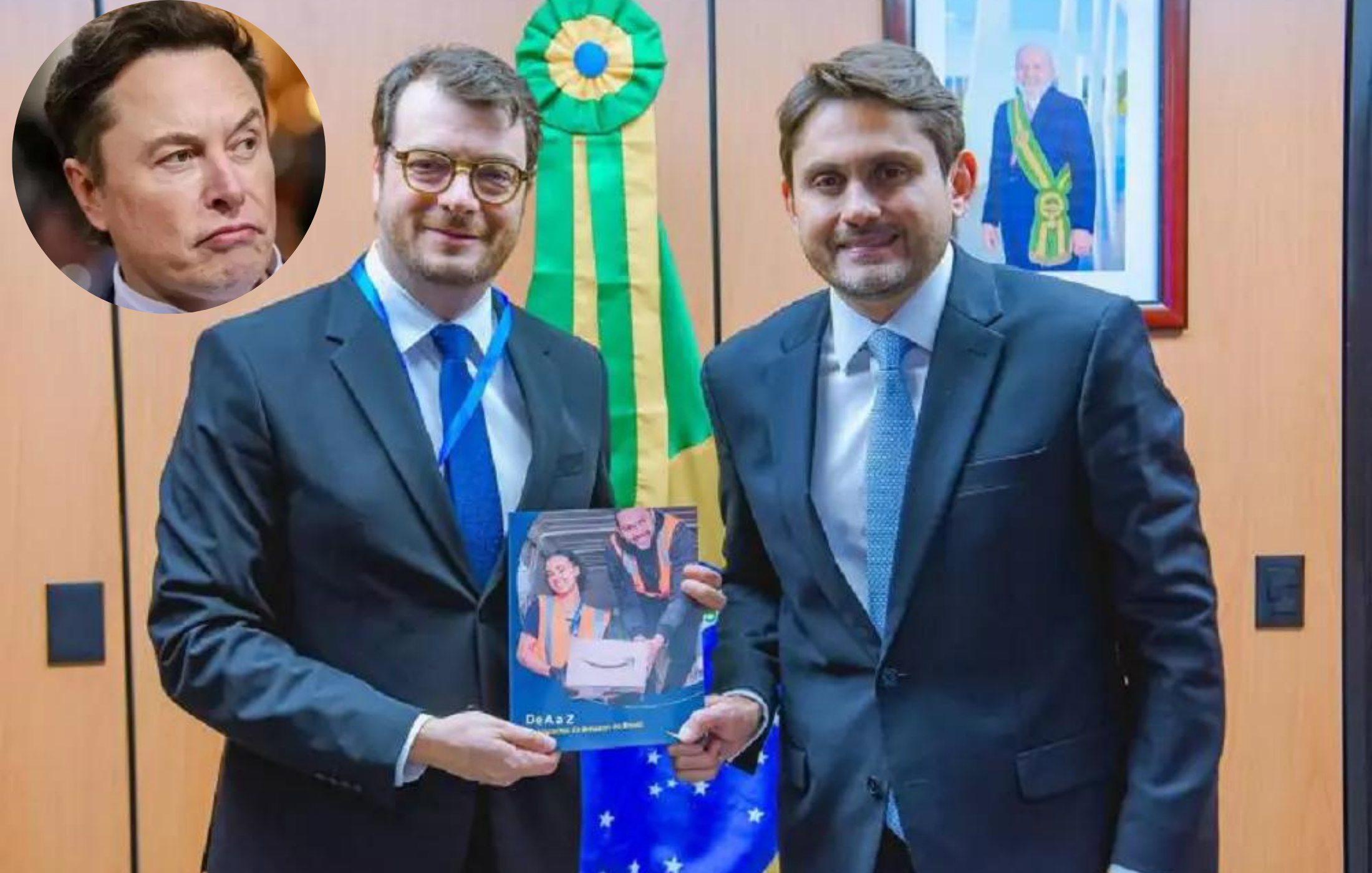 O presidente da Amazon Brasil, Daniel Mazini, e o ministro das Comunicações, Juscelino Filho – Divulgação