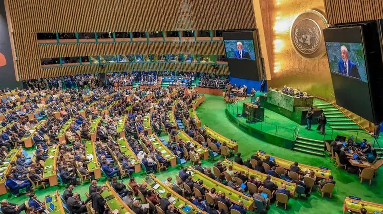 Lula na abertura do Debate Geral da 78º Sessão da Assembleia Geral das Nações Unidas, em 2023, em Nova York