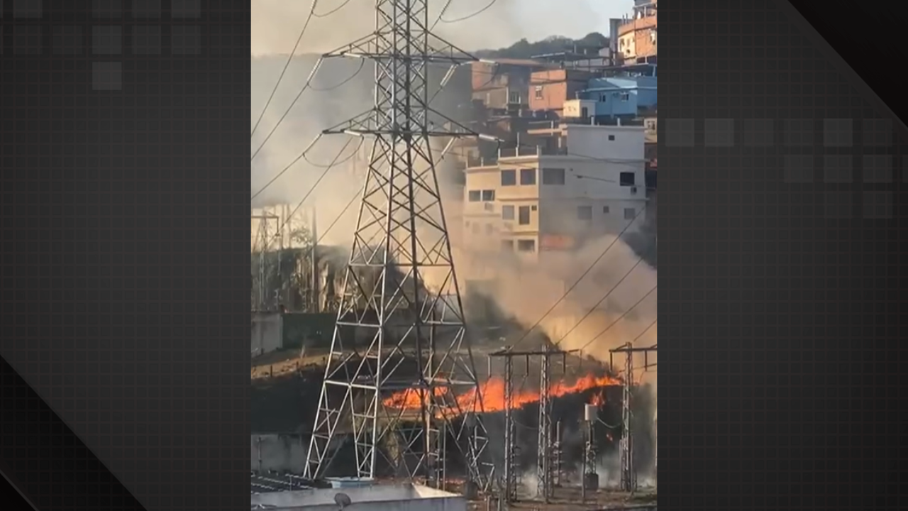 Fogo atinge área de linha de transmissão. Foto: Reprodução/Redes sociais