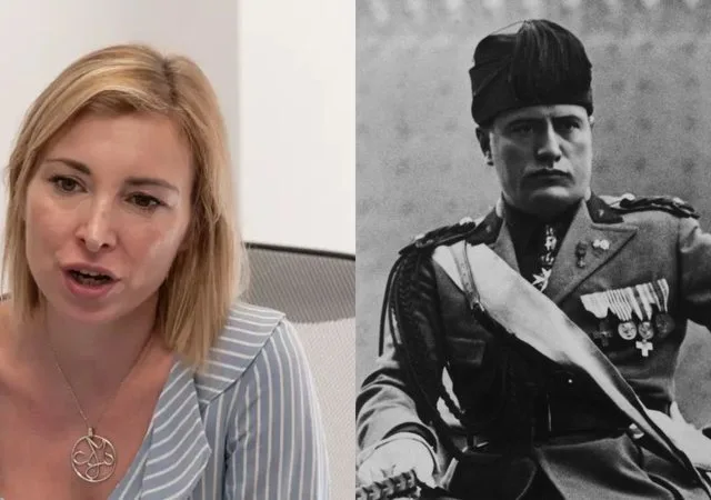 A vereadora de Roma Rachele Mussolini e seu avô, o ditador fascista Benito Mussolini. Foto: Reprodução