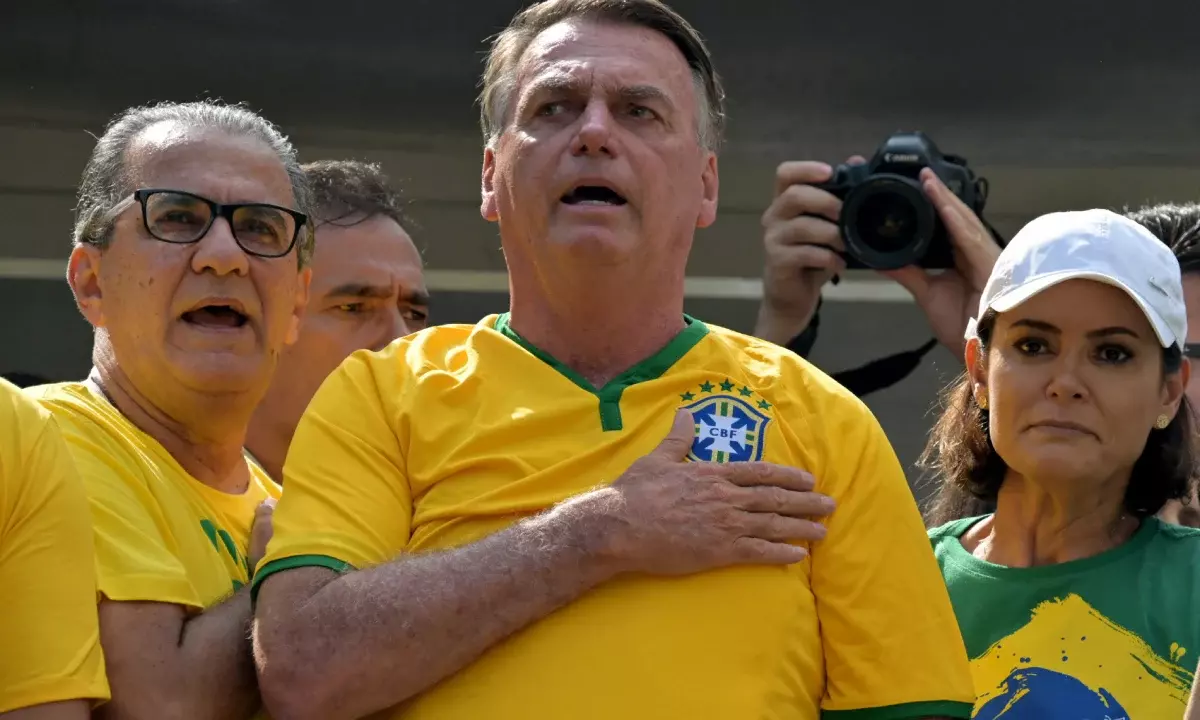 Silas Malafaia, Jaire Michelle Bolsonaro em ato na Paulista. Foto: reprodução