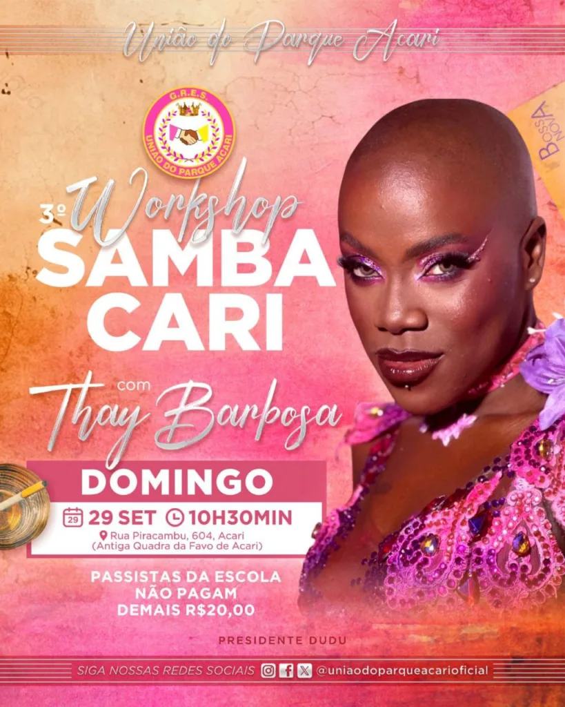 União do Parque Acari promove Workshop SambaAcari com a presença de Thay Barbosa

