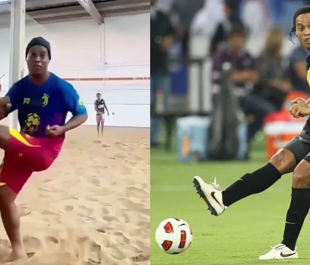 Ronaldinho Gaúcho repete na areia lance dos gramados