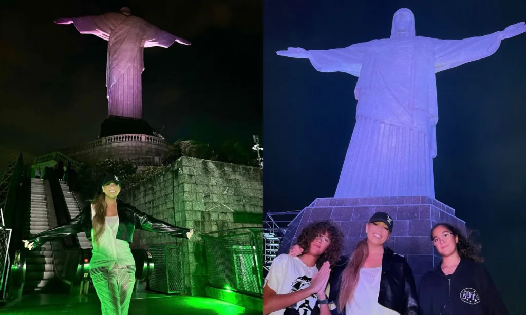 Mariah Carey visita Cristo Redentor com filhos na véspera de show no Rock in Rio