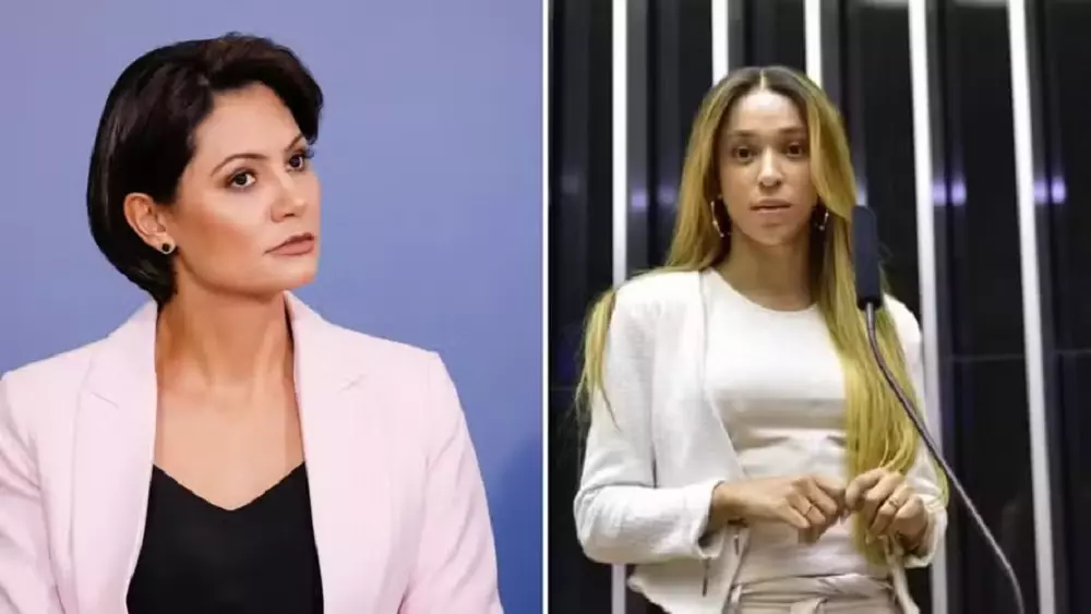 A ex-primeira-dama Michelle Bolsonaro (PL) contra a deputada federal Erika Hilton (PSOL-SP) – Reprodução