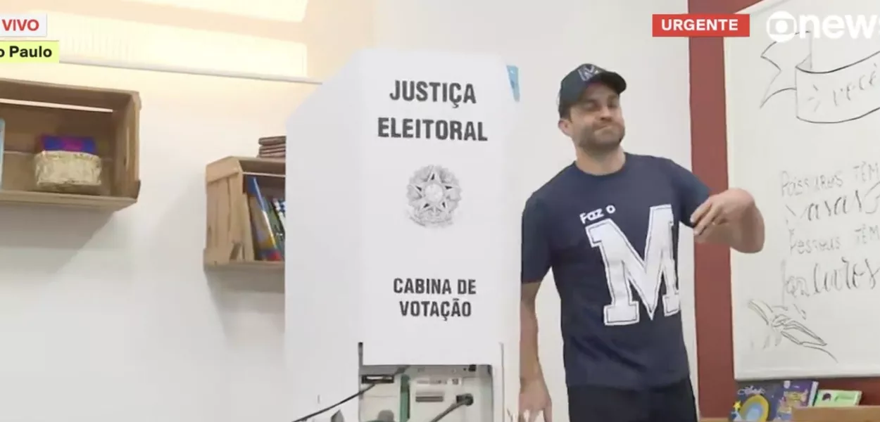 Pablo Marçal vota em São Paulo (Foto: Reprodução/TV)