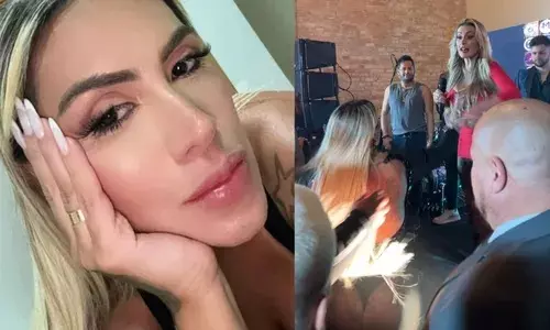 Juju Ferrari e imagens do momento da confusão entre ela e Andressa Urach na festa da criadora de conteúdo adulto – Foto: Reprodução