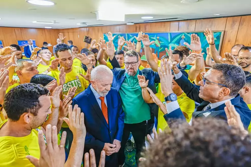 O presidente Lula durante evento com evangélicos no Palácio do Planalto nesta terça (15). Foto: Ricardo Stuckert/PR