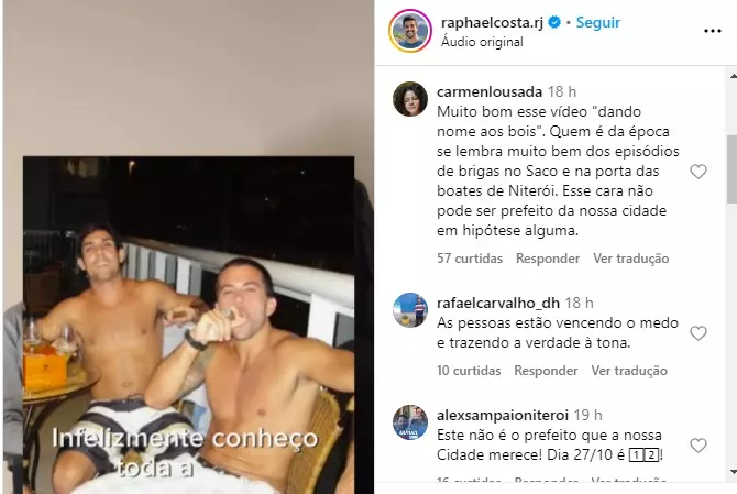 O cidadão de bem Carlos Jordy, de charuto na mão, e os relatos de pessoas que foram vítimas de violência e agora tiveram coragem de falar (crédito: reprodução)