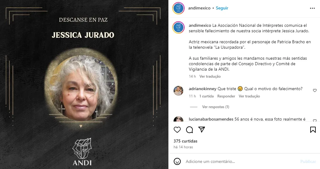 Jessica Jurado, atriz de ‘A Usurpadora’, morre aos 56 anos | Diário Carioca