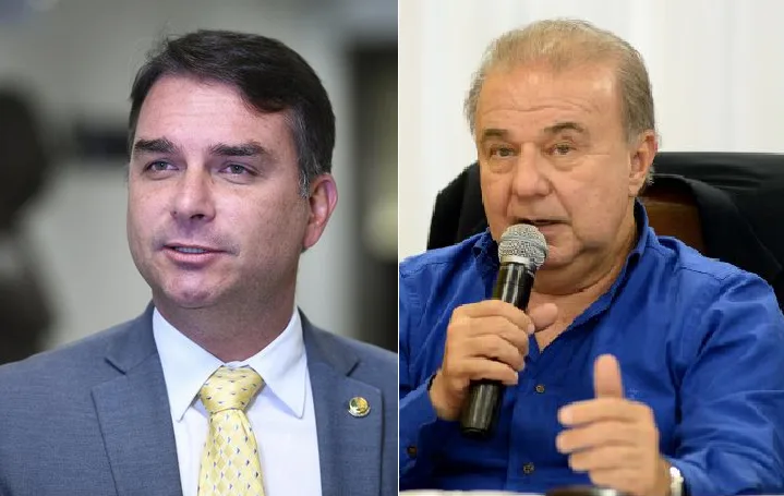 Flávio Bolsonaro (PL) e Fernando Jordão (MDB): senador está sendo processado no STF por associar rival ao tráfico. Foto: reprodução