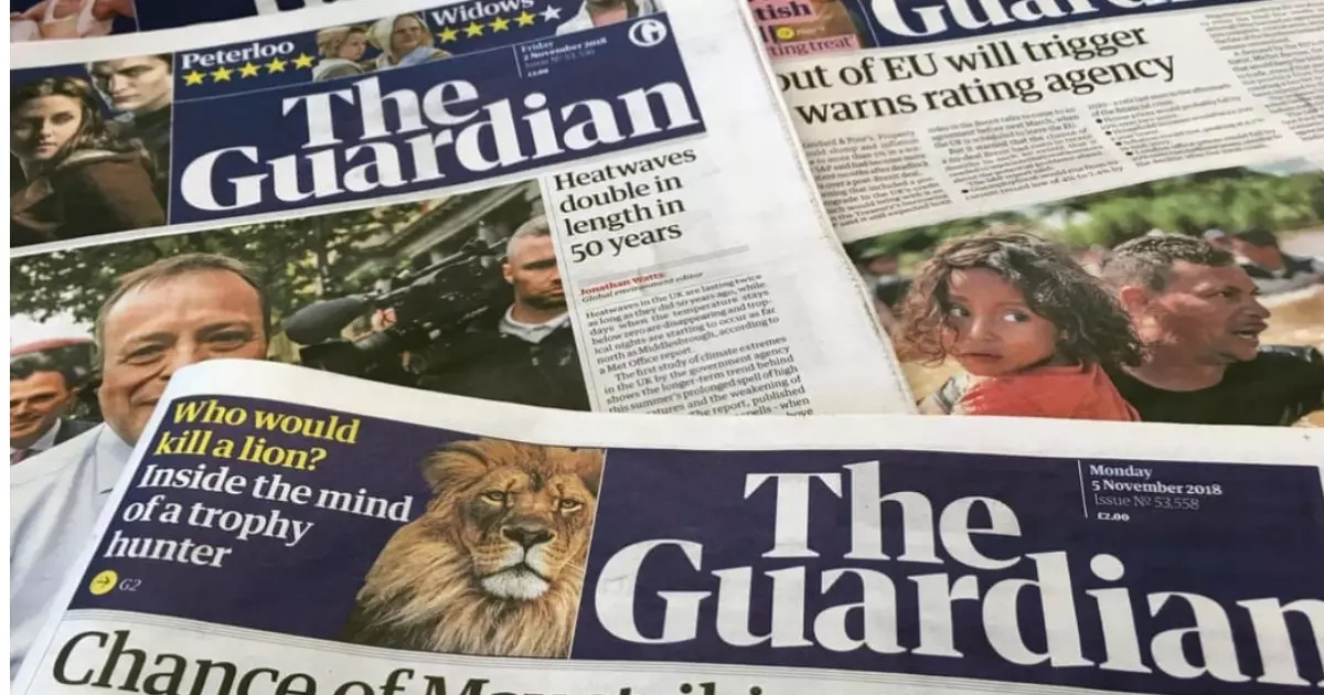 Capas do jornal britânico “The Guardian”. Foto: reprodução