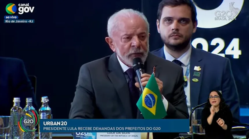 Lula participa da Sessão de abertura do Urban 20. | Imagem: Captura de tela/Canal Gov