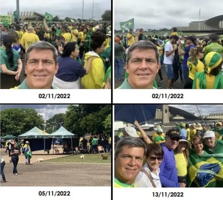 O general Mário Fernandes em acampamentos golpistas em Brasília. Foto: Reprodução
