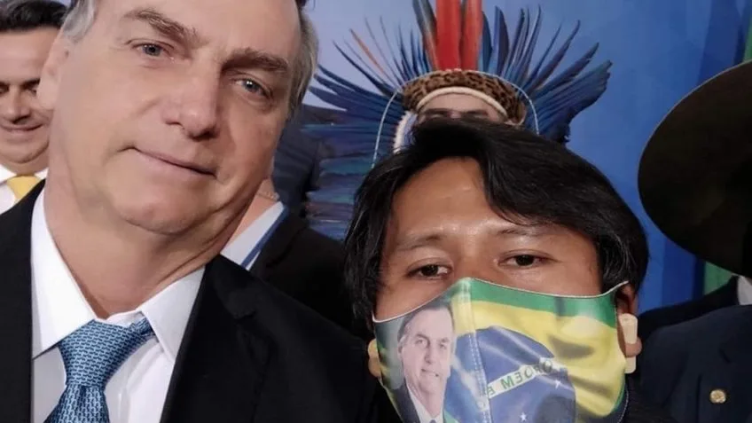 O ex-presidente Jair Bolsonaro e Serere Xavante. Foto: reprodução
