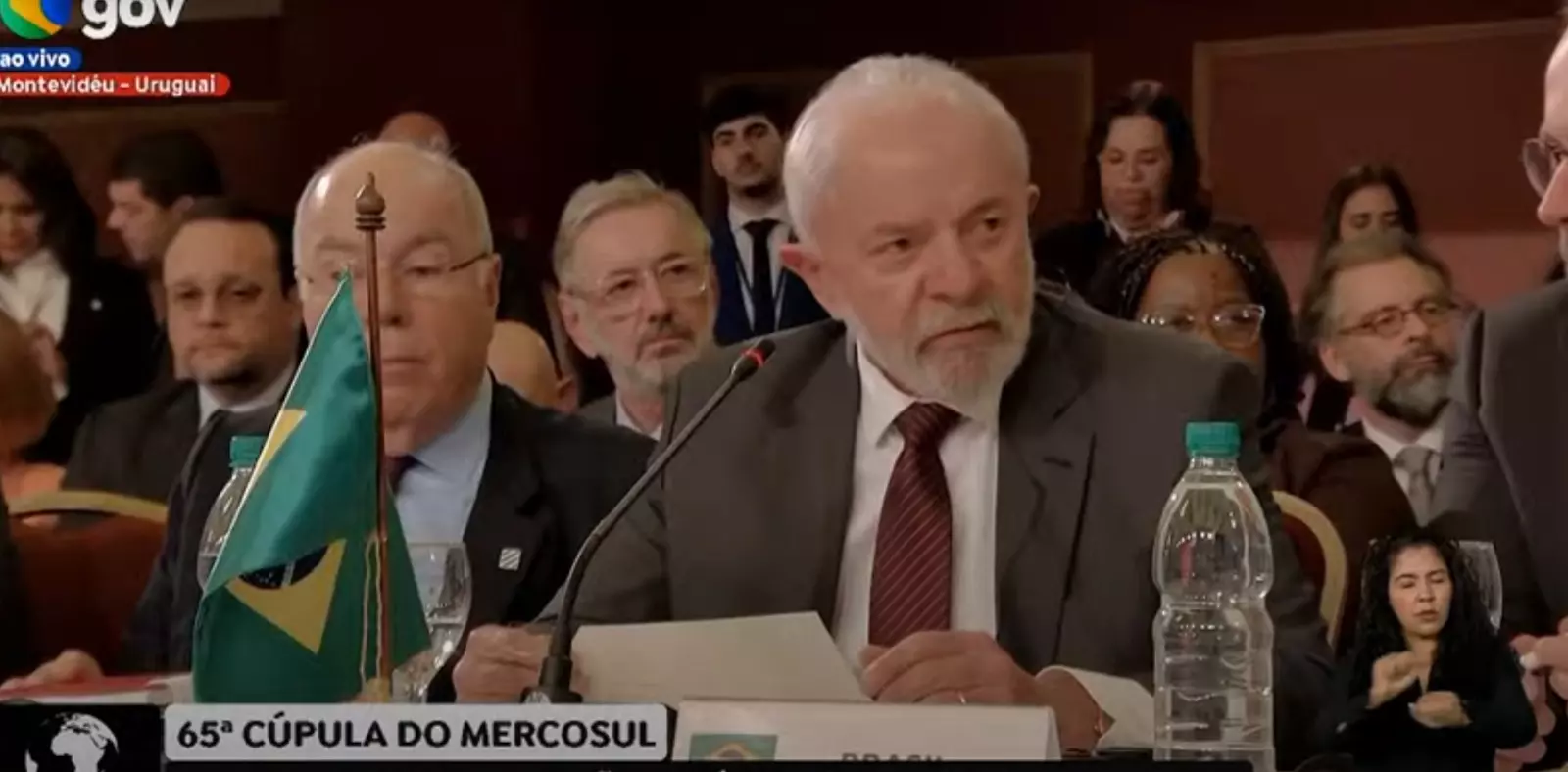 O presidente Lula durante discurso na cúpula do bloco sul-americano em Montevidéu, no Uruguai, nesta sexta-feira, 6 de dezembro de 2024 – Foto: Reprodução