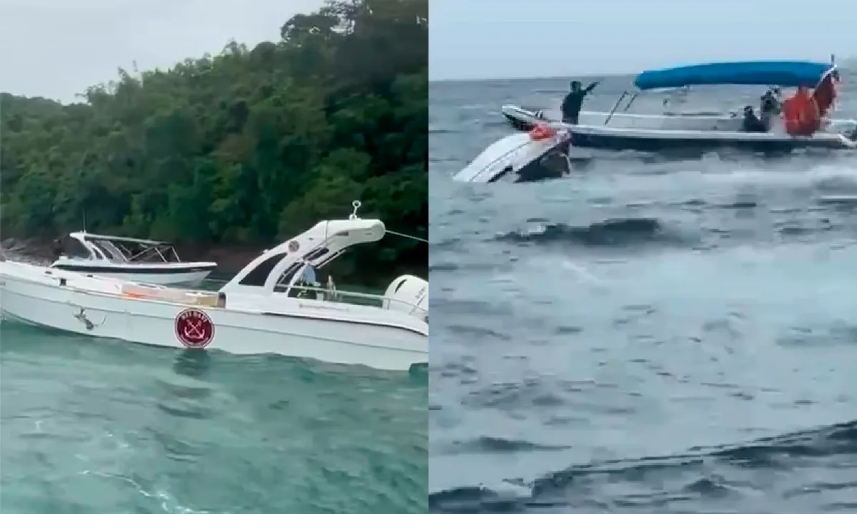 Acidente entre lanchas em Angra dos Reis, no Rio de Janeiro, que deixou um argentino morto. Foto: reprodução