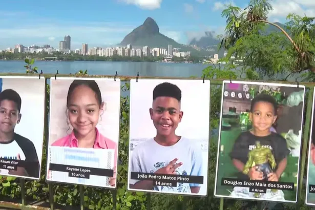 Ato na Lagoa contra a morte de crianças por balas perdidas — Foto: Reprodução/TV Globo