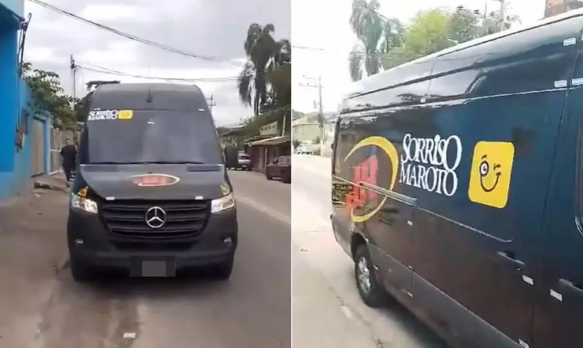 Van do grupo Sorriso Maroto abandonada em Belford Roxo. Foto: Reprodução