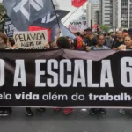 Protesto contra a escala 6×1 na Avenida Paulista, em São Paulo. Foto: Letycia Bond/Agência Brasil