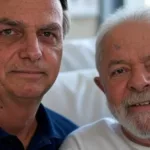 Montagem de Jair Bolsonaro (PL) ao lado do presidente Lula (PT) no hospital. Foto: reprodução