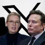 Elon Musk e Alice Weidel durante debate no X sobre temas polêmicos.