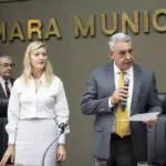 Betina Worm (PL) e Sebastião Melo (MDB) na cerimônia de posse na Câmara Municipal de Porto Alegre (RS) – Fernando Antunes/CMPA