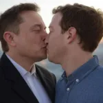 Elon Musk e Mark Zuckerberg em imagem gerada por Inteligência Artificial – Reprodução/X