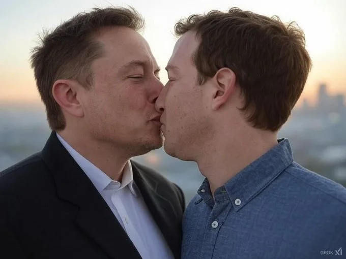 Elon Musk e Mark Zuckerberg em imagem gerada por Inteligência Artificial – Reprodução/X