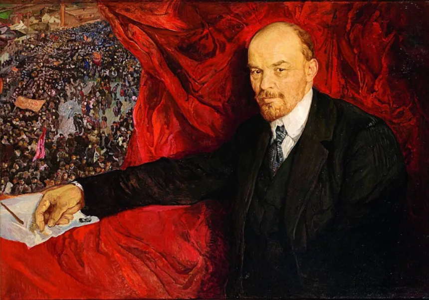 Lênin e manifestação, por Isaak Brodsky; 1919 | Fonte: Wikimedia Commons