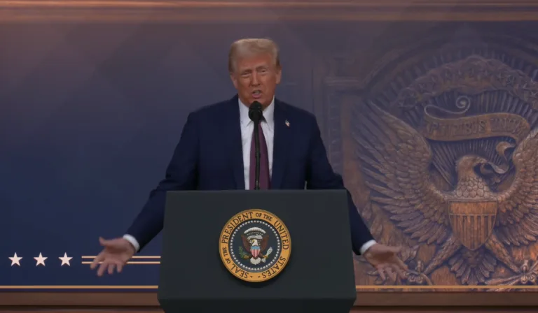 Donald Trump participa da Conferência do World Economic Fórum 2025 de forma online. Foto: @WhiteHouse