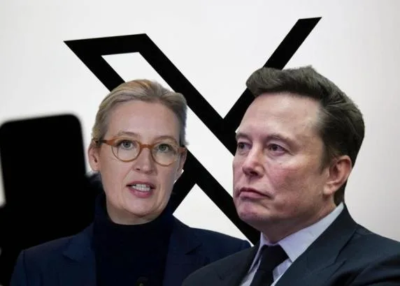 Elon Musk e Alice Weidel durante debate no X sobre temas polêmicos.