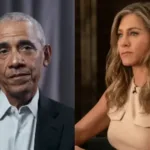 O ex-presidente dos Estados Unidos Barack Obama e a atriz Jennifer Aniston. Foto: Reprodução