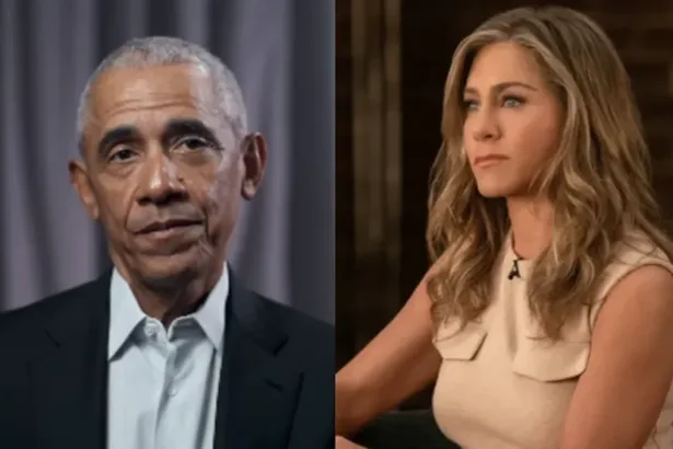 O ex-presidente dos Estados Unidos Barack Obama e a atriz Jennifer Aniston. Foto: Reprodução