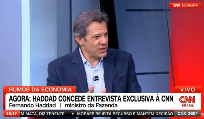 O ministro da Fazenda, Fernando Haddad, em entrevista à CNN Brasil. Foto: Reprodução