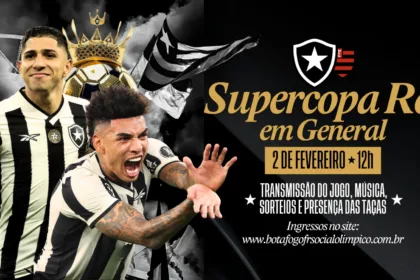 Botafogo x Flamengo pela Supercopa Rei terá transmissão ao vivo em General Severiano em evento com taças do Brasileirão 2024 e Carioca 2010